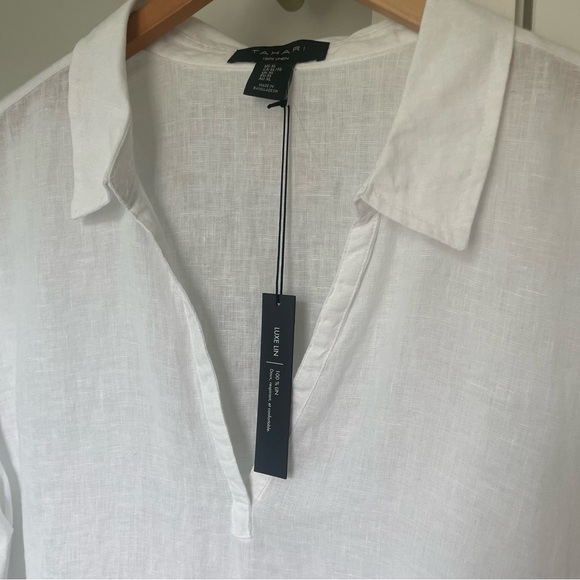 TAHARI NWT Luxe 100% Linen Side-Button Tunic – Size XL - Picture 4 of 9